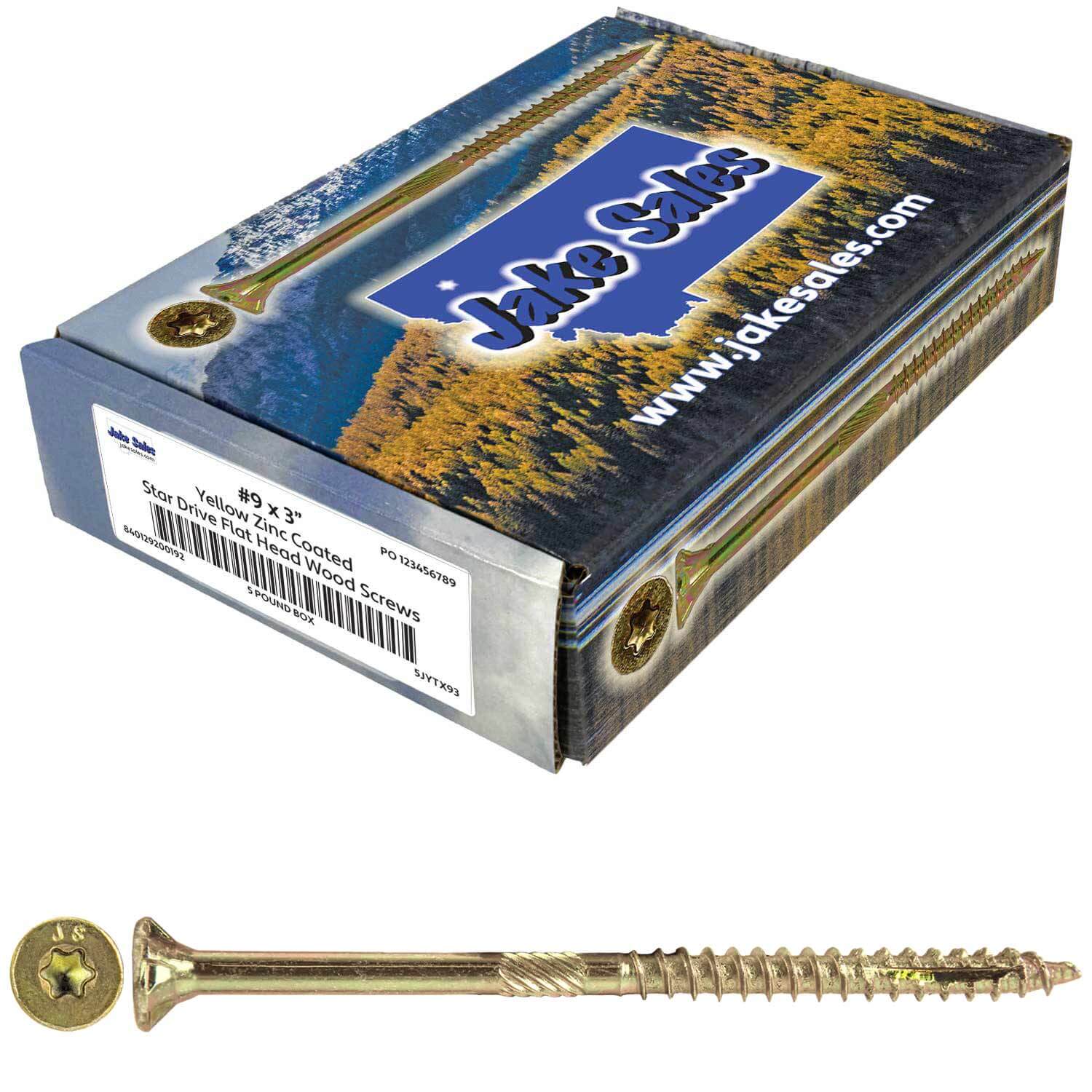 #9 Gold Star/Torx Drive Zinc Coated T-25 Flat Head Wood Screws - Image 42
