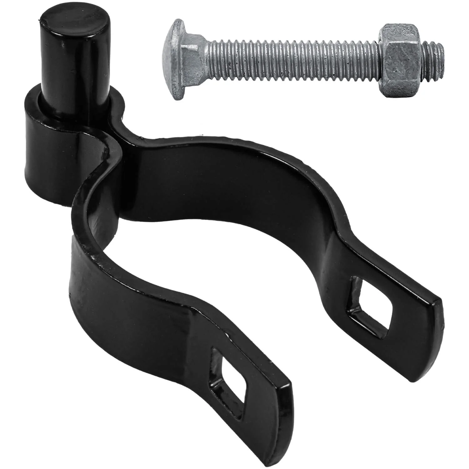 Black Powder Coated Chain Link Post Gate Hinge - Nut/Bolt Included for Hinge - Image 6