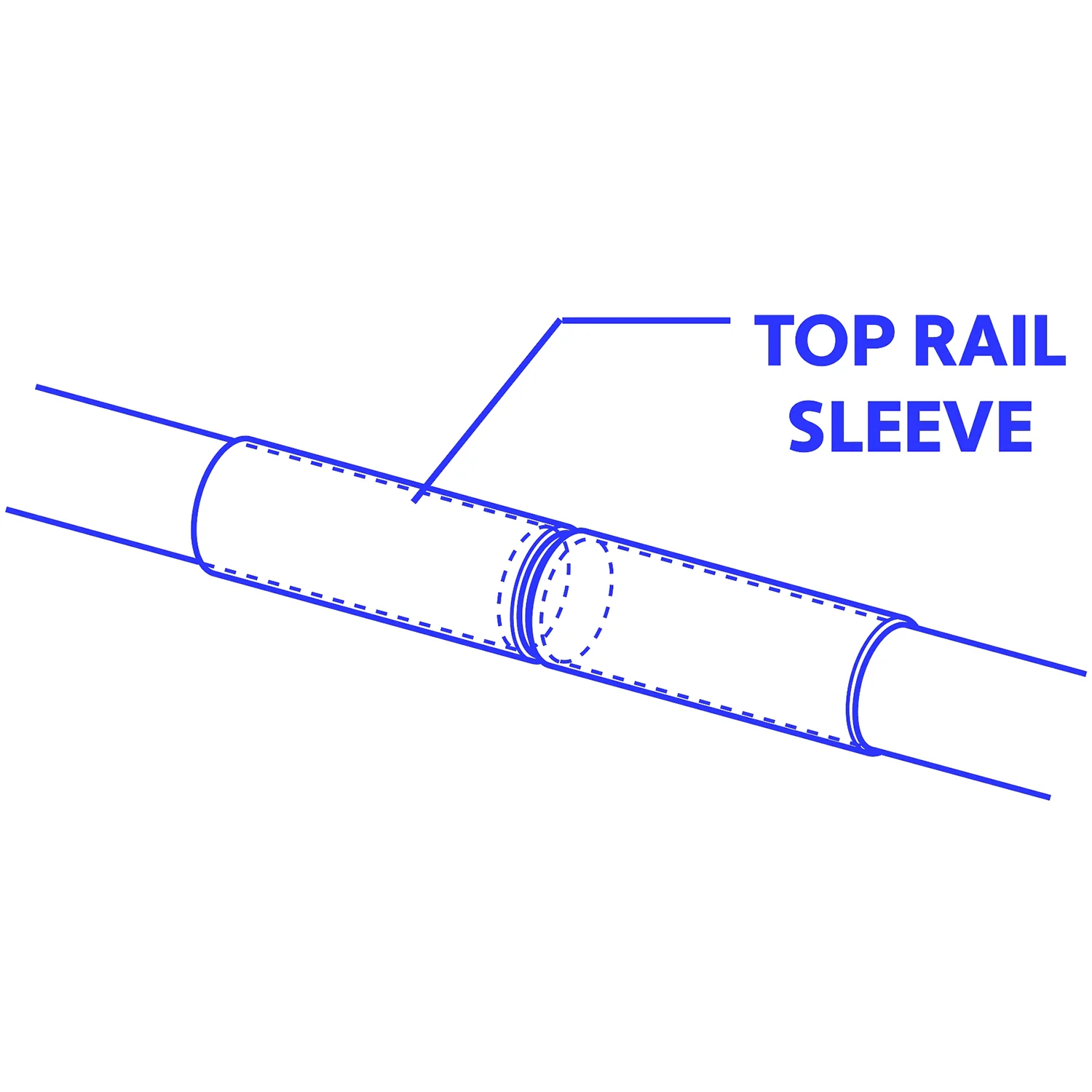 Black Top Rail Sleeve fits Over top rail to join together another top rail of equal diameter. Top Rail Sleeves can also be called a chain link fence Top Rail Connector or Top Rail Adapter - Image 4