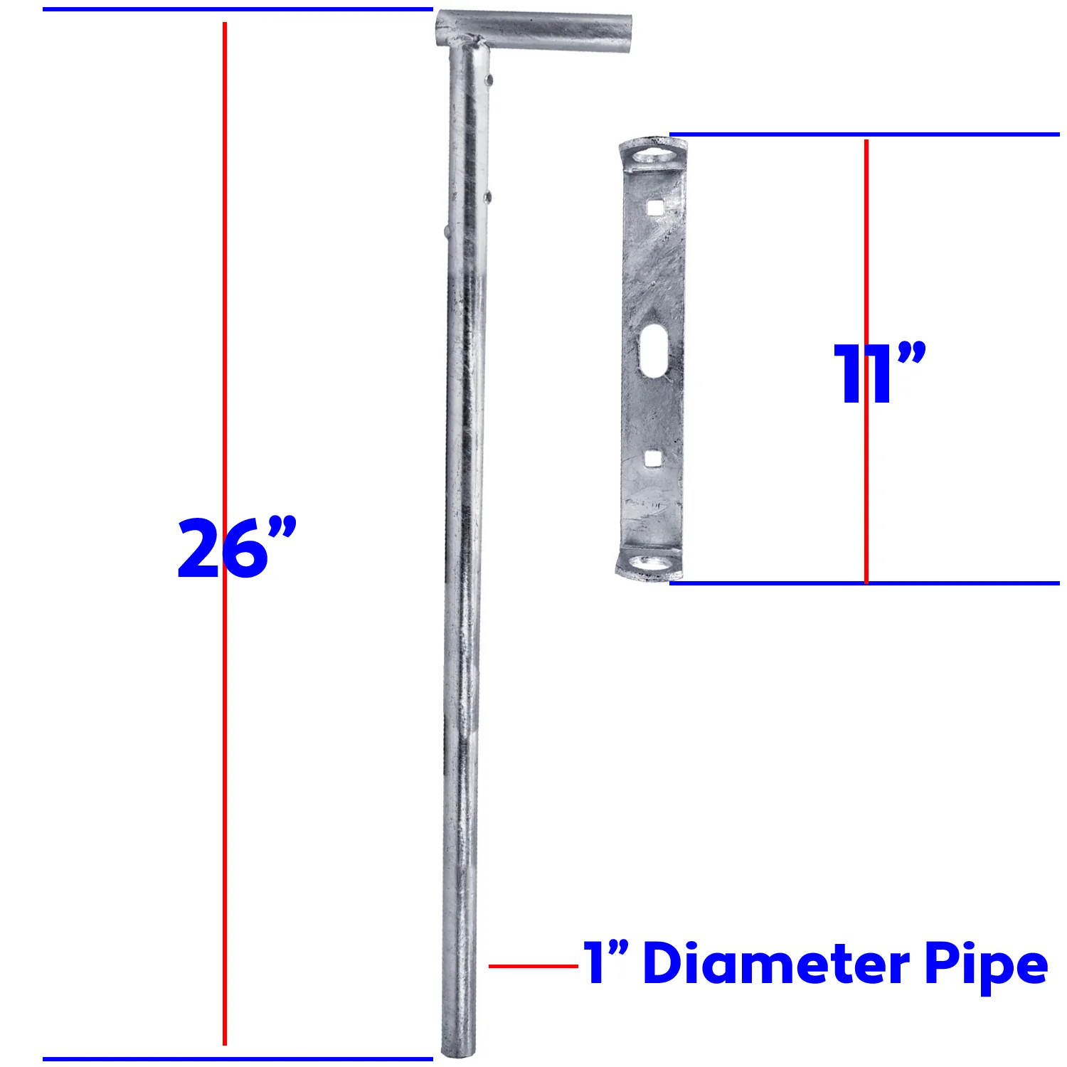 Chain Link 26" Drop Rod - Heavy Duty Gate and Dumpster Drop Rod Bar With Guide (Galvanized Steel) - Image 3