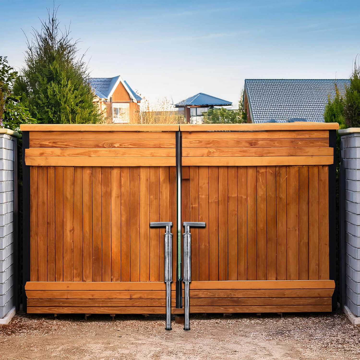 Chain Link 26" Drop Rod - Heavy Duty Gate and Dumpster Drop Rod Bar With Guide (Galvanized Steel) - Image 4