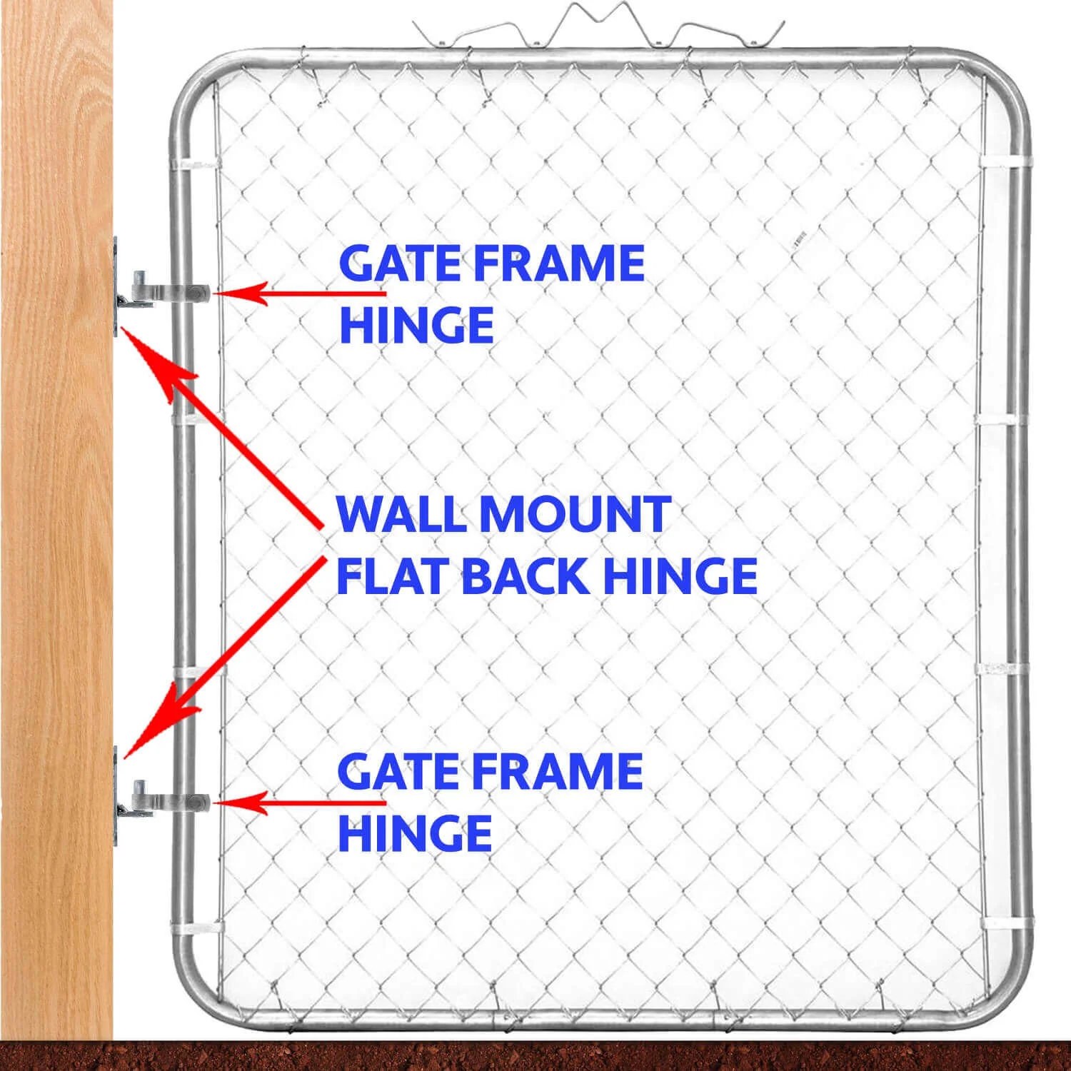 Chain Link Fence Gate Frame Hinge -Galvanized Chain Link Post Gate Frame Hinge - Nut/Bolt Included for Hinge - Image 3
