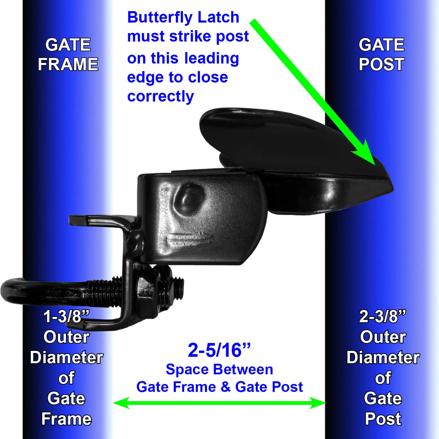 Black Powder Coated Chain Link Fence Butterfly Latches - Image 12
