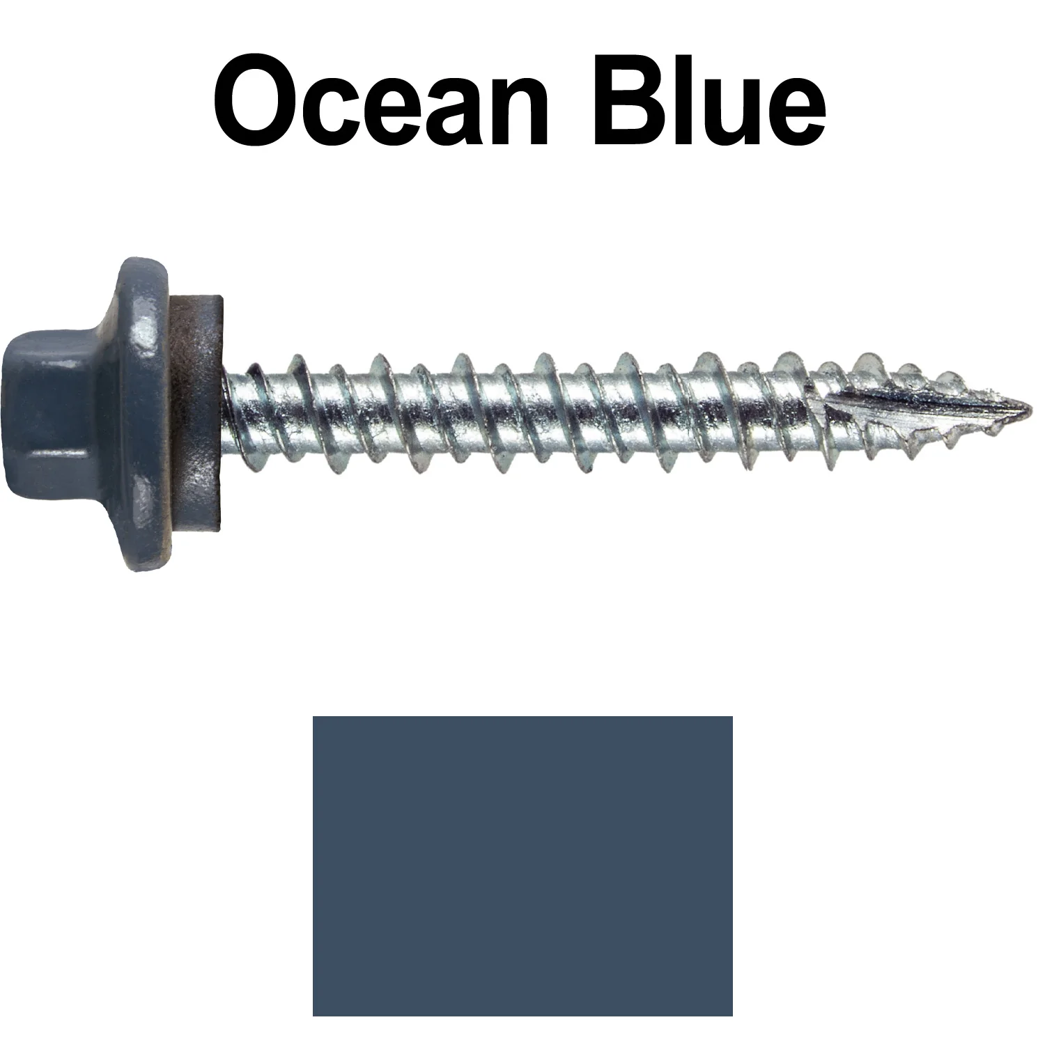 10 x 1-1/2" - STAINLESS HEX / ZINC Sheet Metal Roof Screw. Self starting metal to wood siding screws. EPDM washer. Colored head. - Image 100
