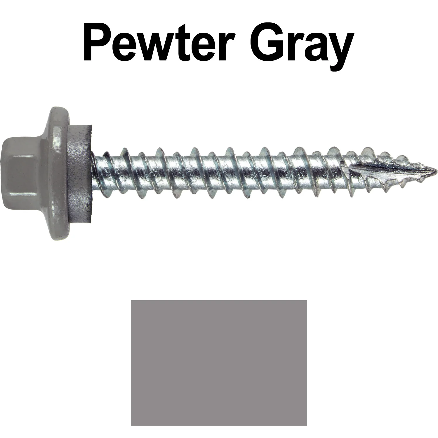 10 x 1-1/2" - STAINLESS HEX / ZINC Sheet Metal Roof Screw. Self starting metal to wood siding screws. EPDM washer. Colored head. - Image 106