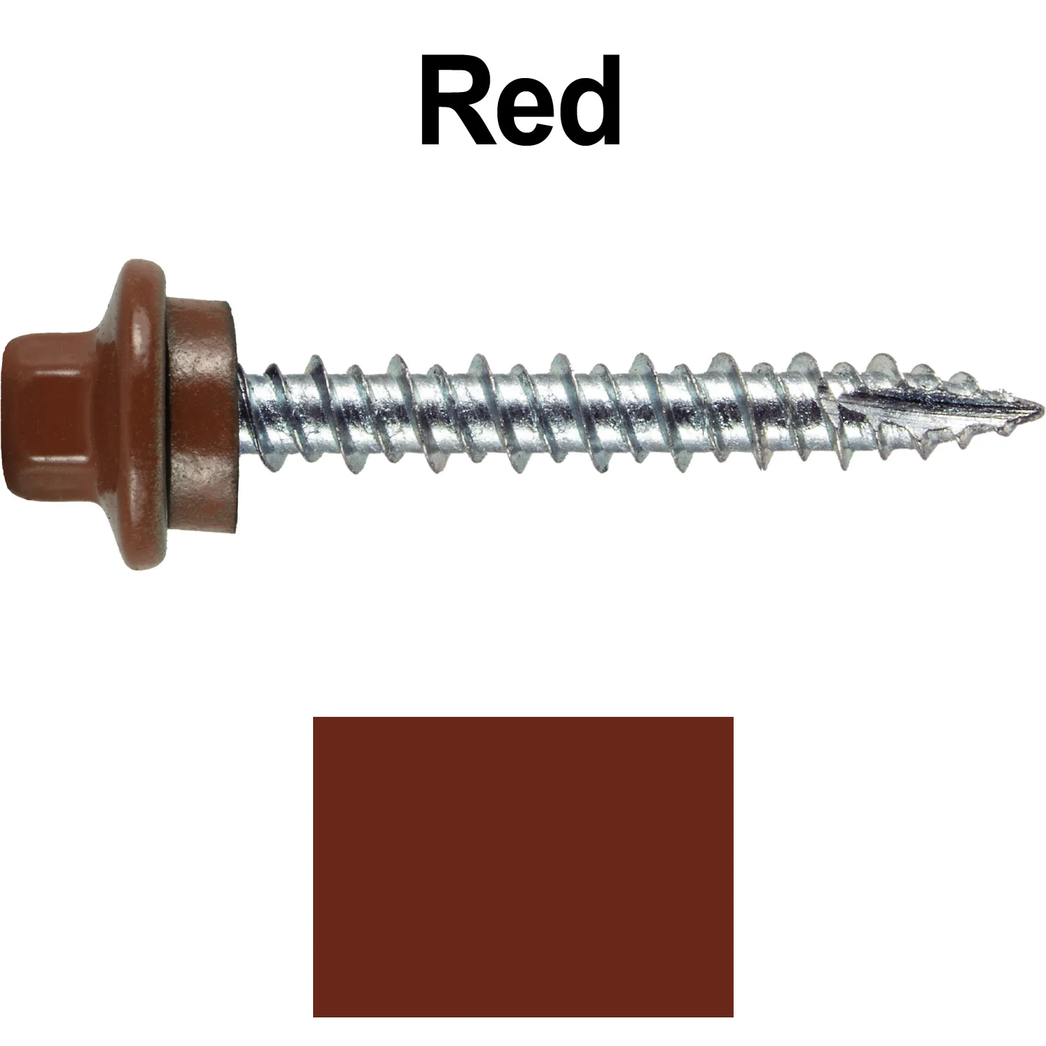 10 x 1-1/2" - STAINLESS HEX / ZINC Sheet Metal Roof Screw. Self starting metal to wood siding screws. EPDM washer. Colored head. - Image 108