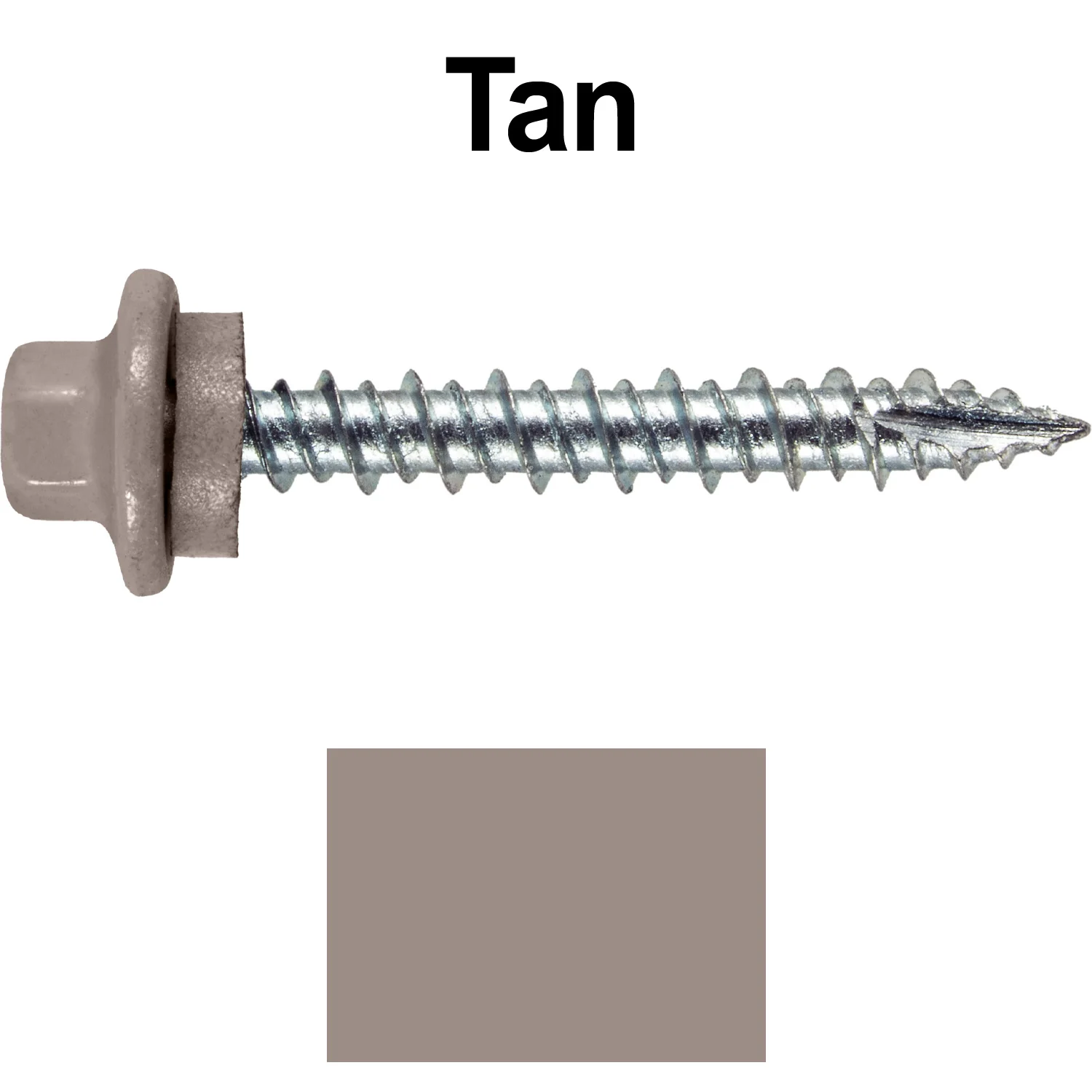 10 x 1-1/2" - STAINLESS HEX / ZINC Sheet Metal Roof Screw. Self starting metal to wood siding screws. EPDM washer. Colored head. - Image 116