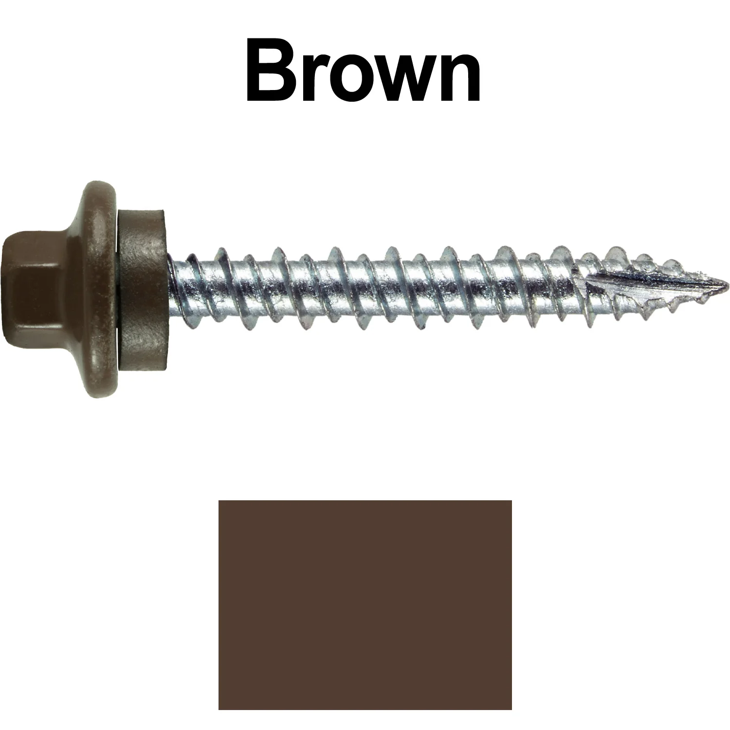 10 x 1-1/2" - STAINLESS HEX / ZINC Sheet Metal Roof Screw. Self starting metal to wood siding screws. EPDM washer. Colored head. - Image 51
