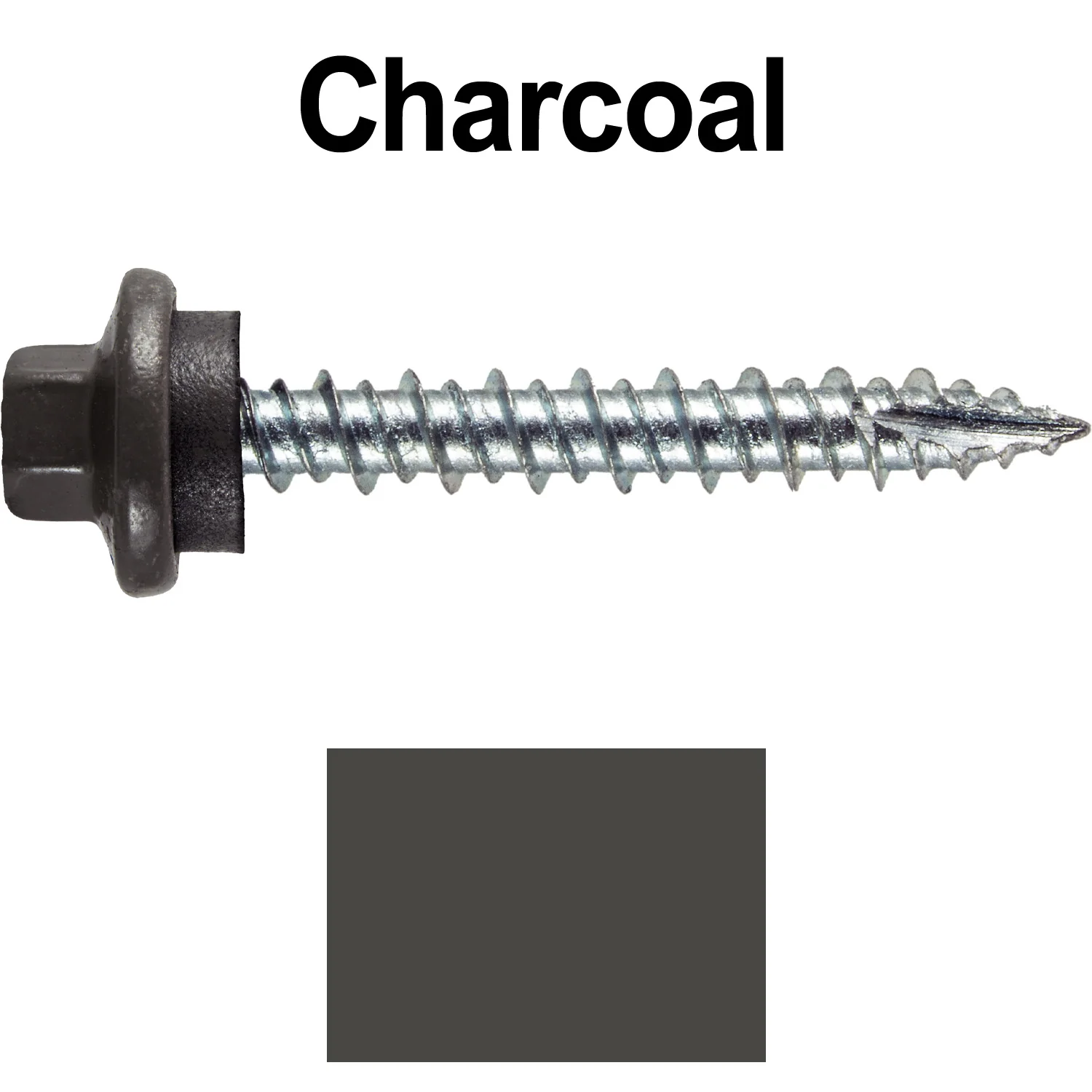 10 x 1-1/2" - STAINLESS HEX / ZINC Sheet Metal Roof Screw. Self starting metal to wood siding screws. EPDM washer. Colored head. - Image 58