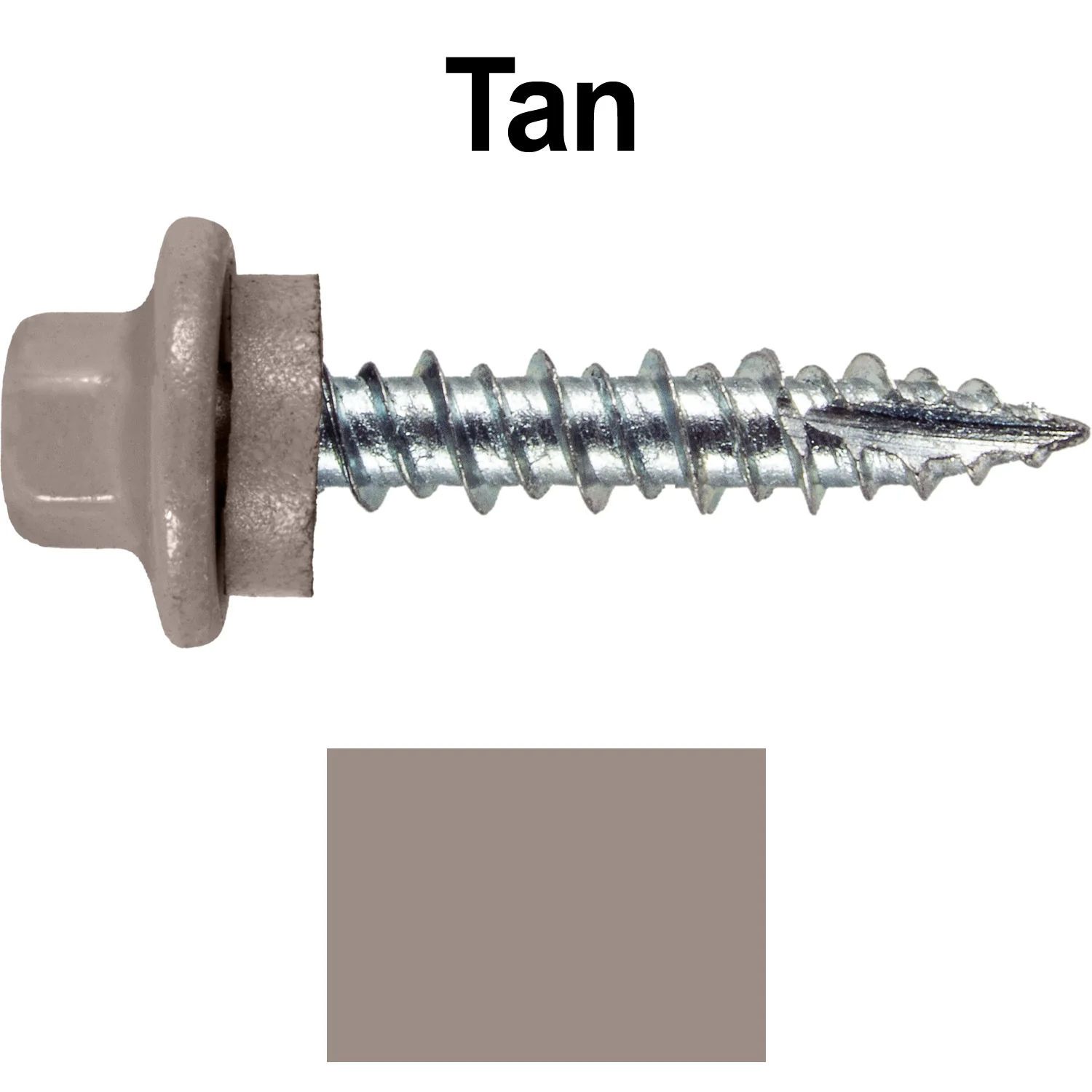 10 x 1" - STAINLESS HEX / ZINC Sheet Metal Roof Screw. Self starting metal to wood siding screws. EPDM washer. Colored head. - Image 118