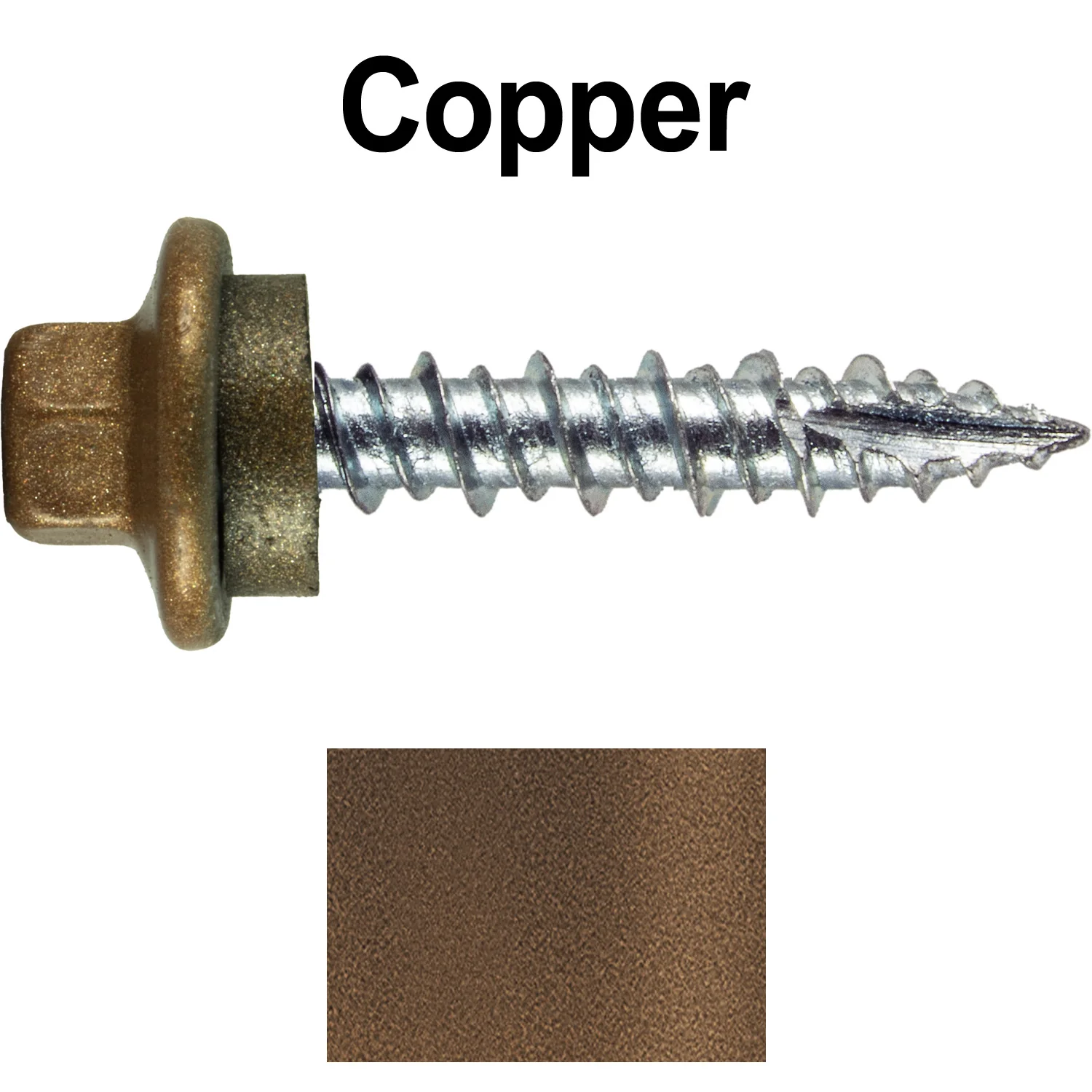 10 x 1" - STAINLESS HEX / ZINC Sheet Metal Roof Screw. Self starting metal to wood siding screws. EPDM washer. Colored head. - Image 18