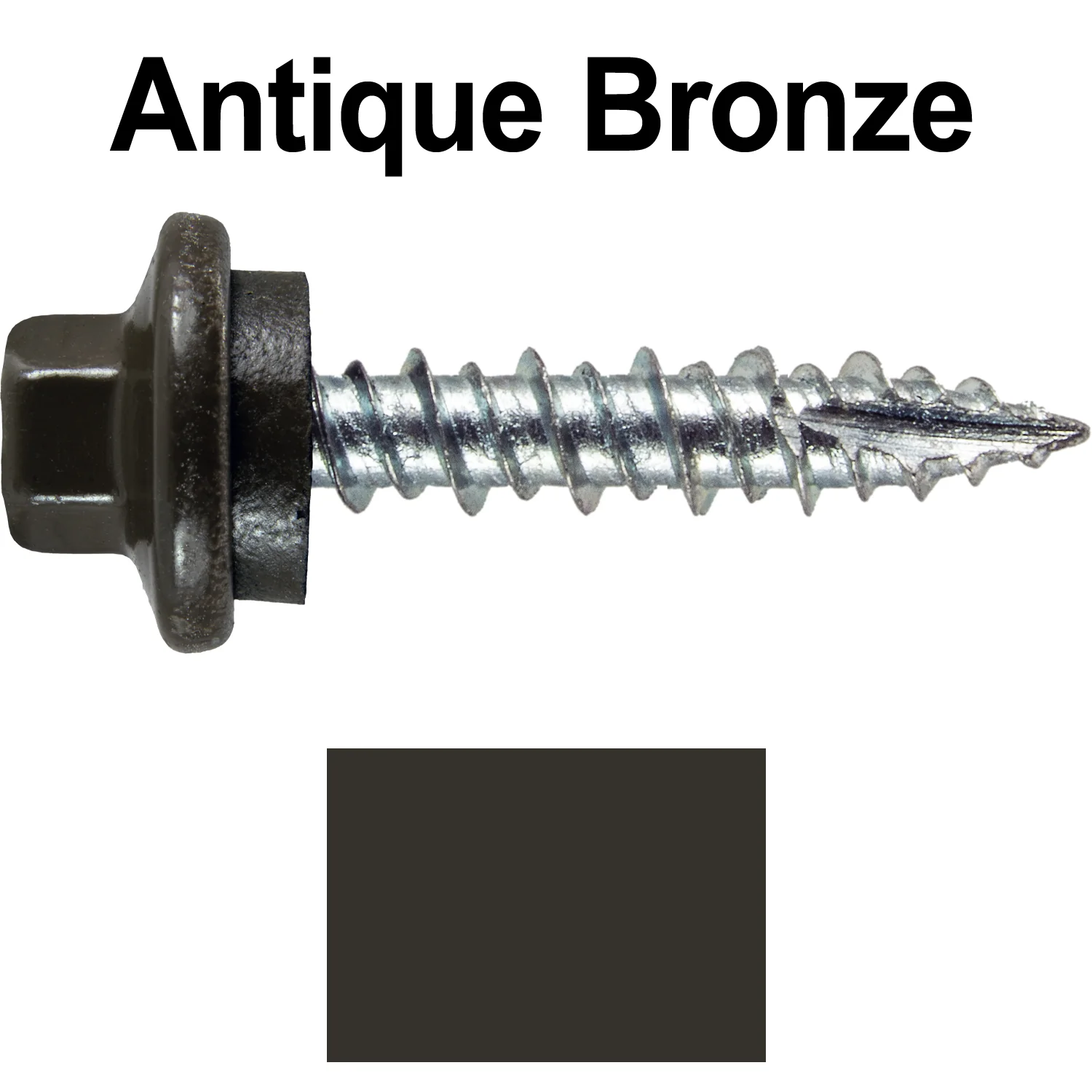 10 x 1" - STAINLESS HEX / ZINC Sheet Metal Roof Screw. Self starting metal to wood siding screws. EPDM washer. Colored head. - Image 47