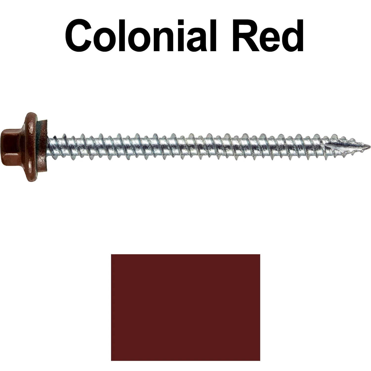 10 x 2-1/2” - STAINLESS HEX / ZINC Sheet Metal Roof Screw. Self starting metal to wood siding screws. EPDM washer. Colored head. - Image 33