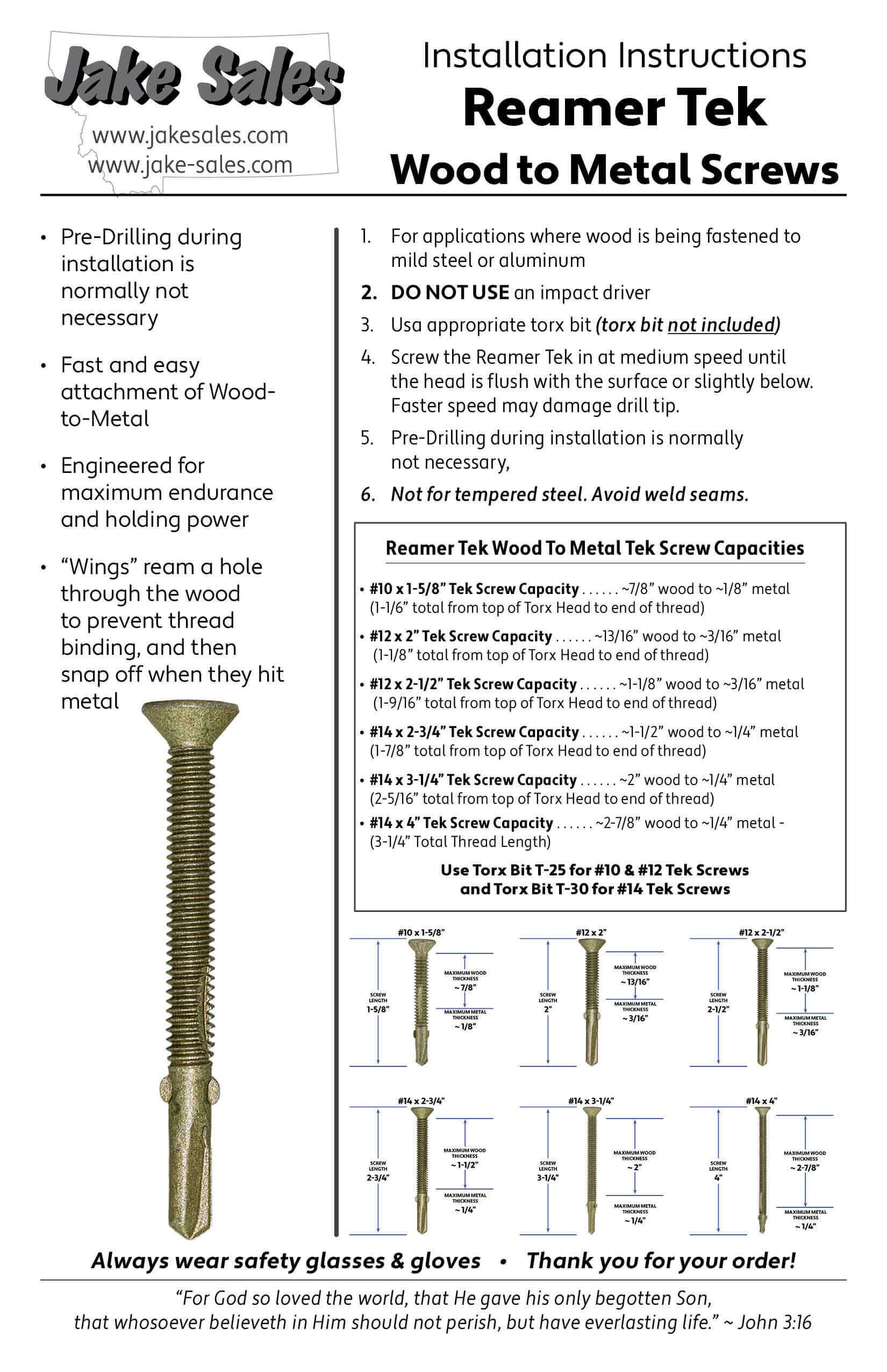 Reamer Tek Torx/Star Head Self-Drilling Wood to Metal Screws - for Flatbeds, Trailers or Fastening Wood to Steel - Image 56