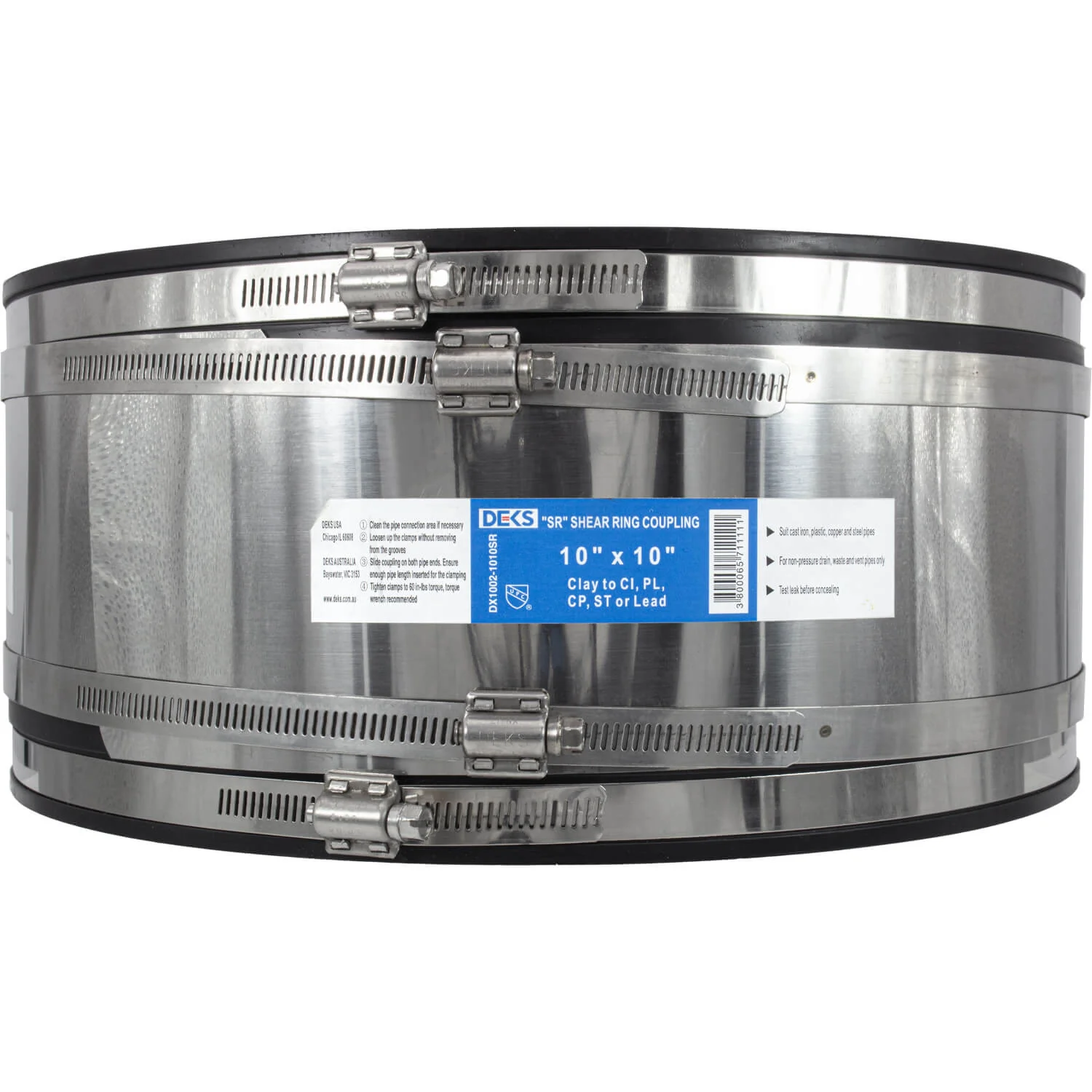 Stainless Steel Non-Shear with Gear Bands Coupler - Flexible With Shear Ring - Clay, Plastic, Copper, Steel or Lead to Clay, Plastic, Copper, Steel or Lead - Image 10