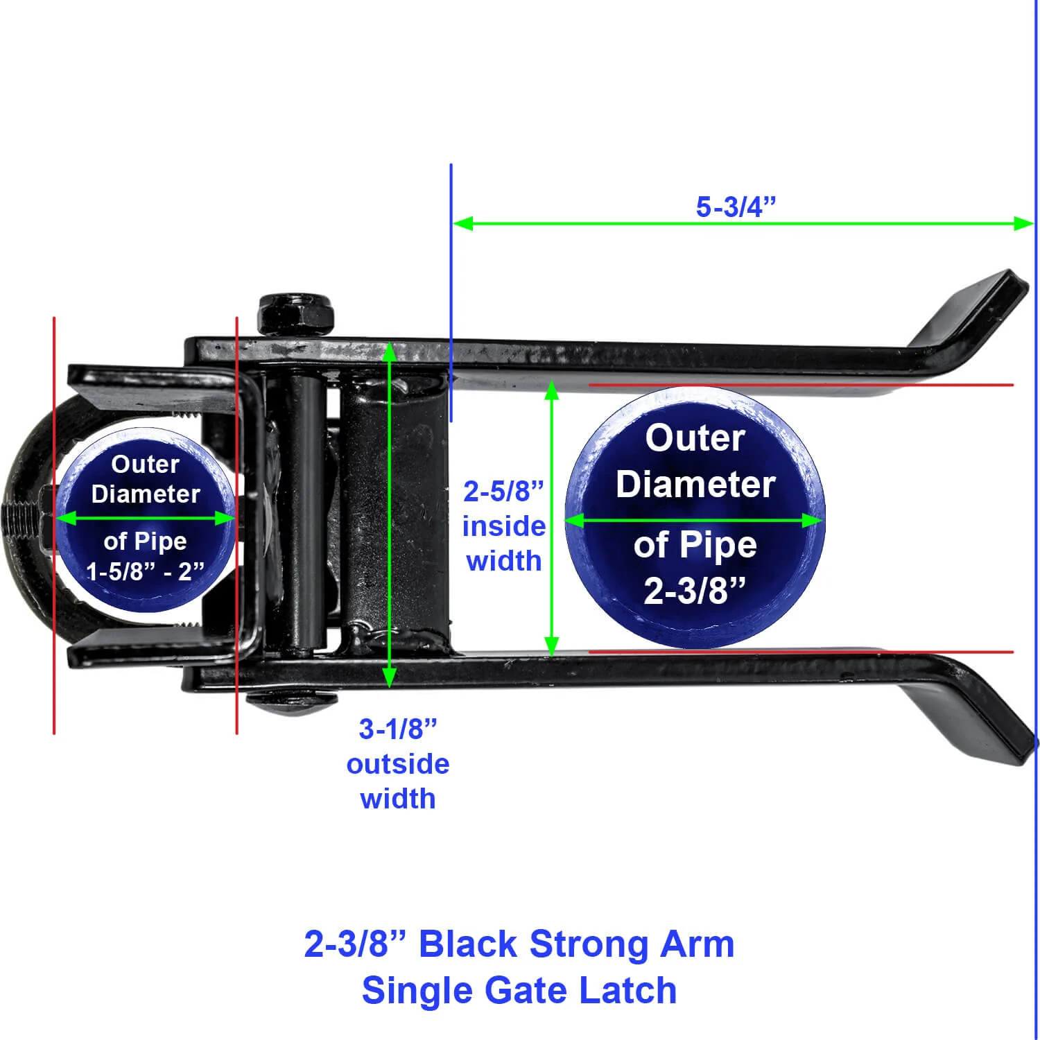Strong Arm Single Gate Latch - Black - Image 6