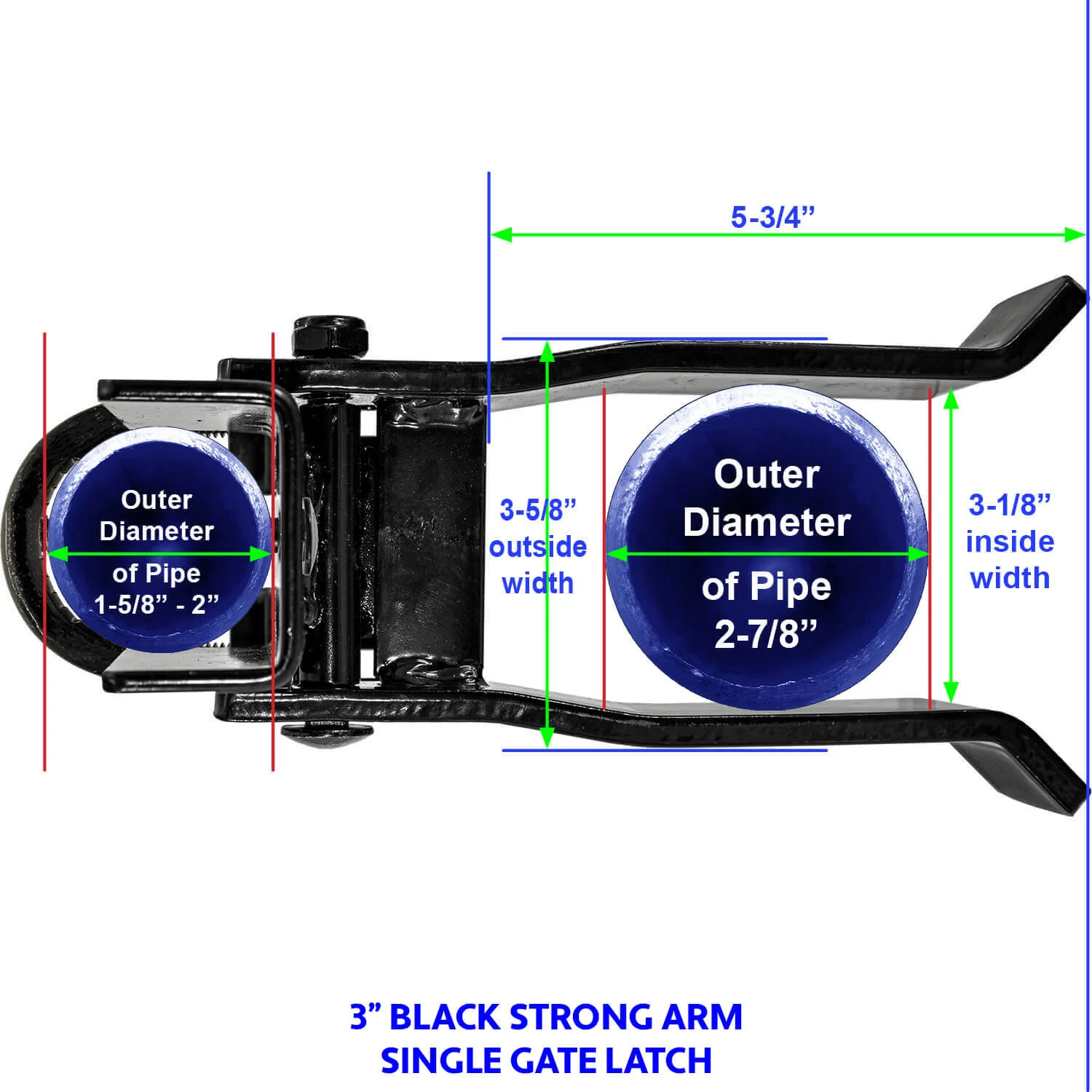 Strong Arm Single Gate Latch - Black - Image 8